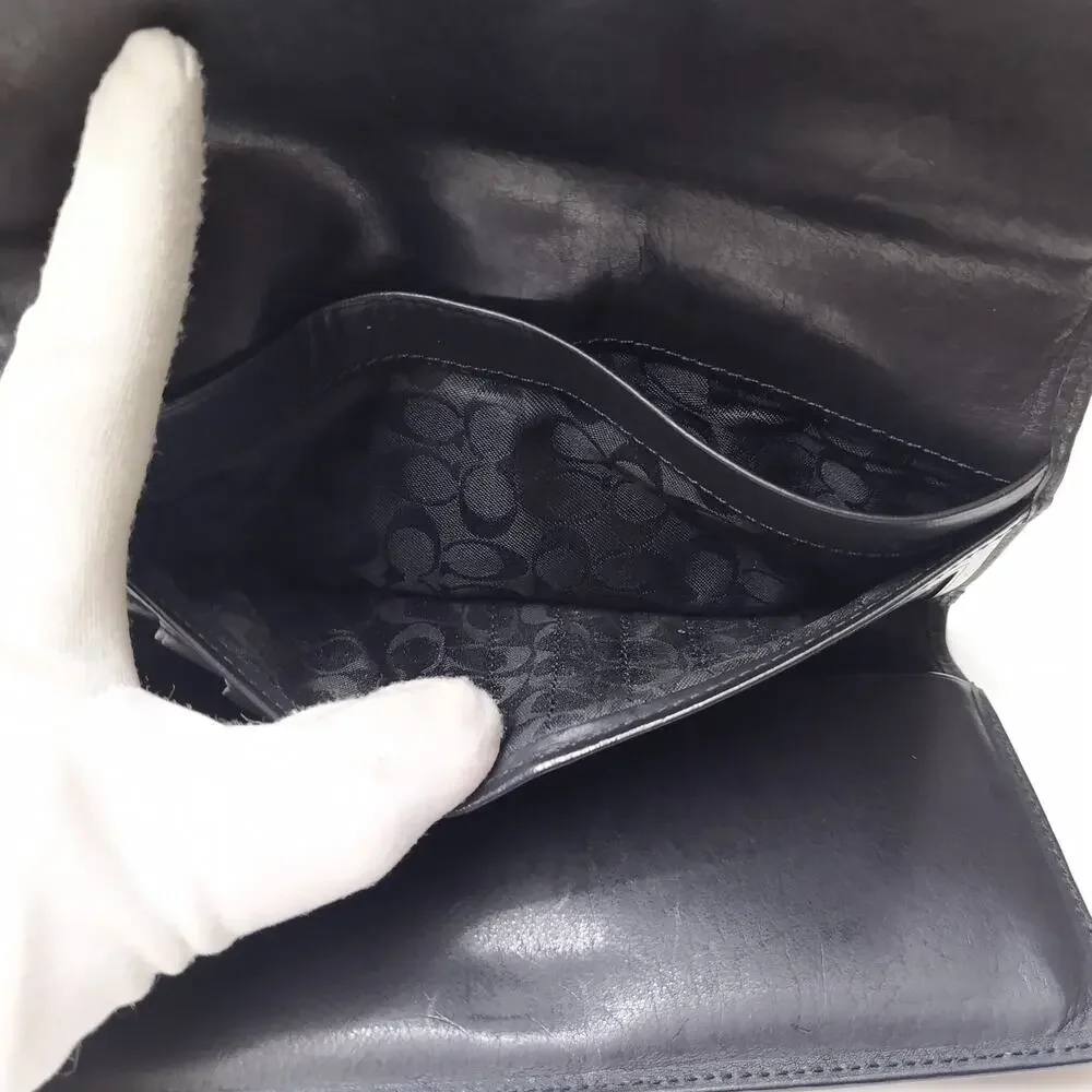Coach Black Leather Credit Card ID Window Trifold Wallet